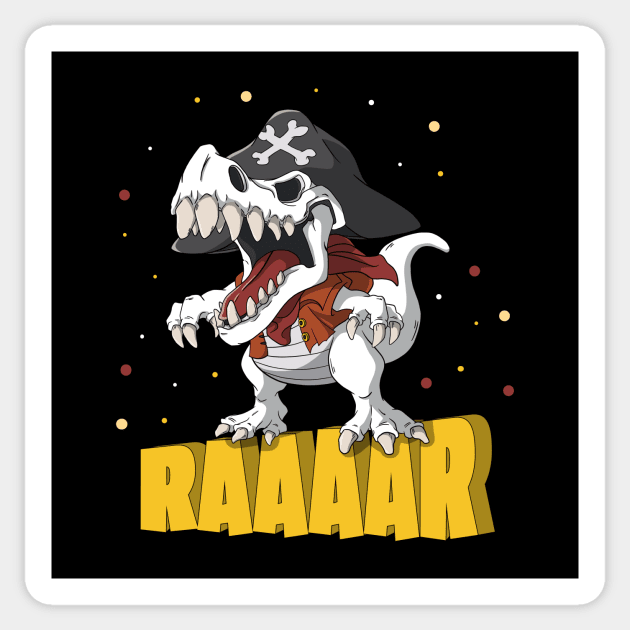 Dinosaur Pirate T-Rex Captain Kids Sticker by Foxxy Merch